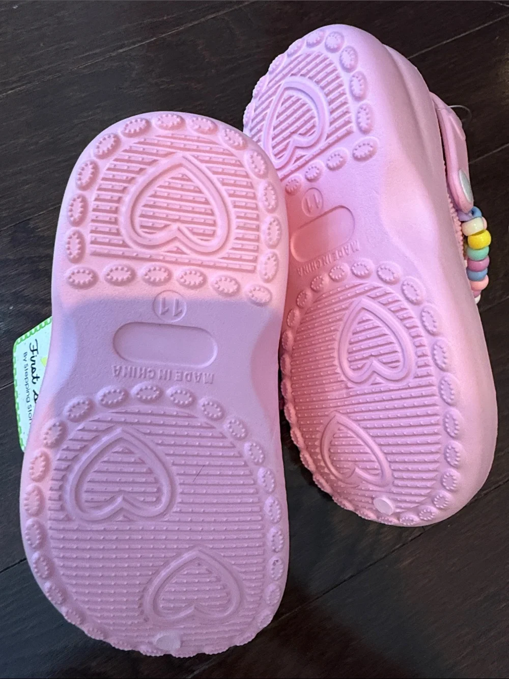 Girls Pink Heart Clog Sandals with Beaded 'LOVE' Charms